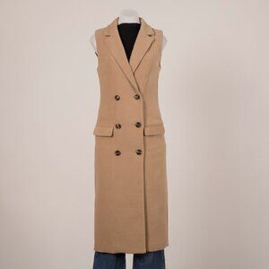 Missguided Camel Sleeveless Double-Breasted Longline Vest